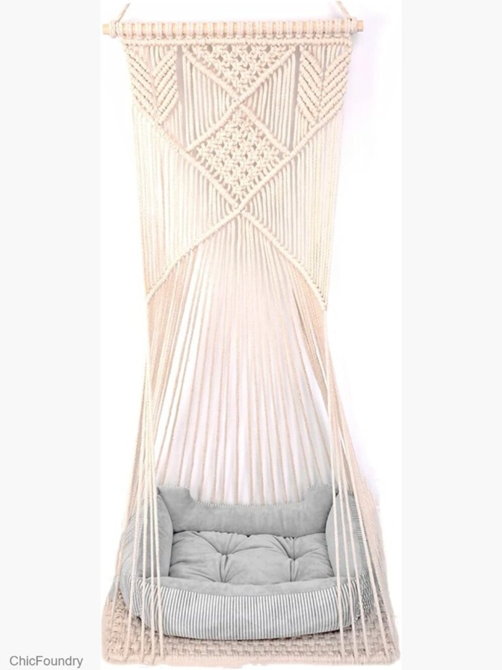 Handmade Macrame Cat Hammock Swing Bed Space Saving Window Perch with Cushion